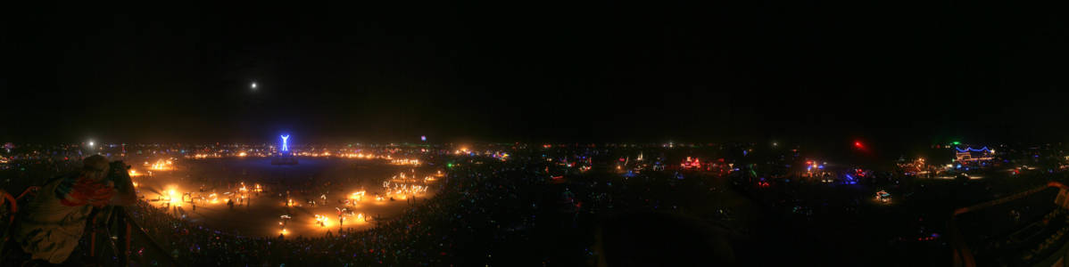 Panorama: Fire Conclave dancers before the burn, 2006