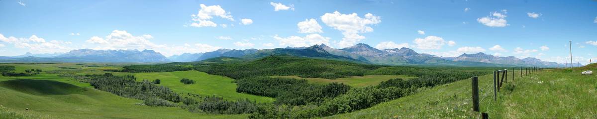 Panorama: The Rockies from the prairie of southern Alberta