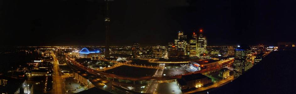 Panorama: Toronto at night from 99 Queen's Quay