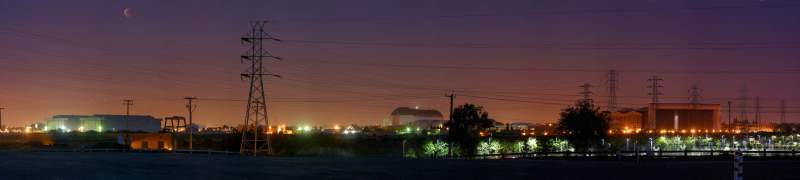 Panorama: Total eclipse of the moon viewed over Nasa Ames Research Center
