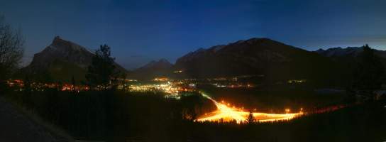 Town of Banff, Alberta by night