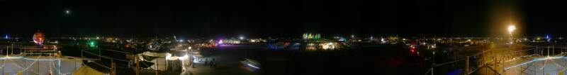 Panorama: Burning Man 2002 at night, wide-angle