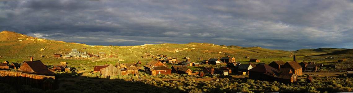 Panorama: Bodie, CA Ghost town at sunset