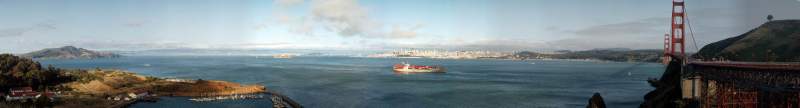 Panorama: Golden Gate Bridge from Marin Highlands