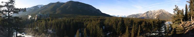 Winter sunrise over Banff Springs hotel