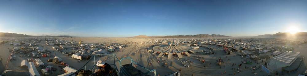 Panorama: Wide view from Center Camp, Burning Man 2005