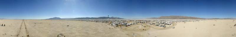 Panorama: Wide view from Cherry Picker in front of Center Camp 2004