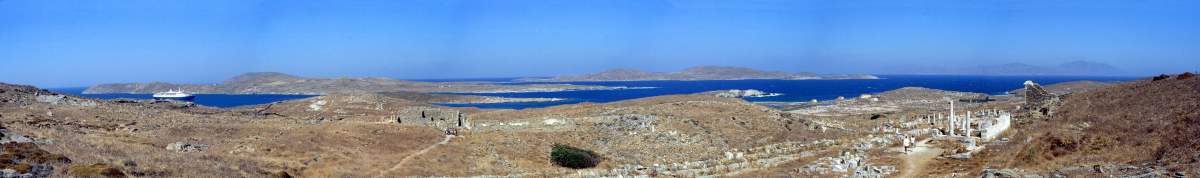 Panorama: Delos, Greek island with Roman Ruins
