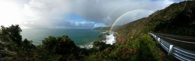 Panorama: Great Ocean Road Rainbow, Australia
