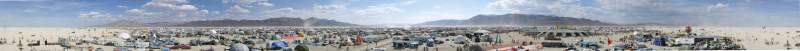 Panorama: Long panorama of Burning Man 2002 from the Bookmobile Ladder