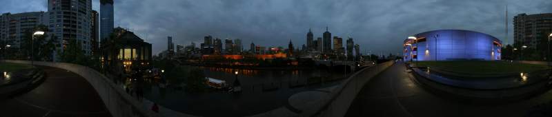 Panorama: Twilight in the rain over Melbourne