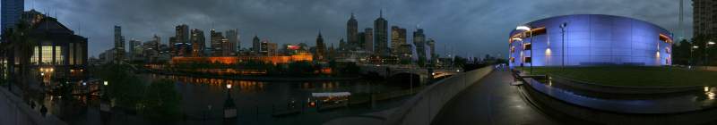 Panorama: Twilight in the rain over Melbourne