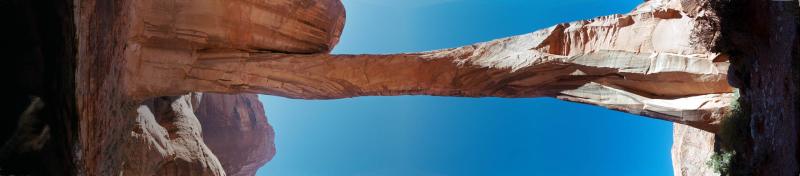 Panorama: Rainbow Bridge National Monument, from below.