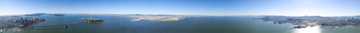 Panorama: Helicopter Panorama of San Francisco Bay, SF and Oakland and Bay Bridge