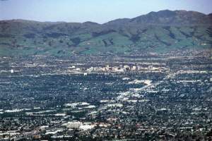 Panorama: Silicon Valley from Monte Bello Ridge, with no pollution