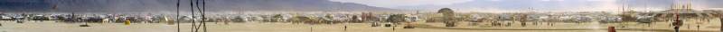 Panorama: Left side of the Esplanade, Burning Man 2001