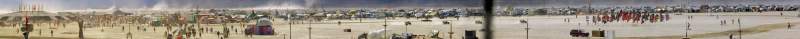 Panorama: North side of the Esplanade, Burning Man 2001