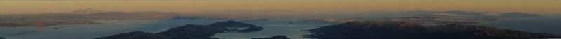 Panorama: Sunset on the San Francisco Bay from Mt. Tam