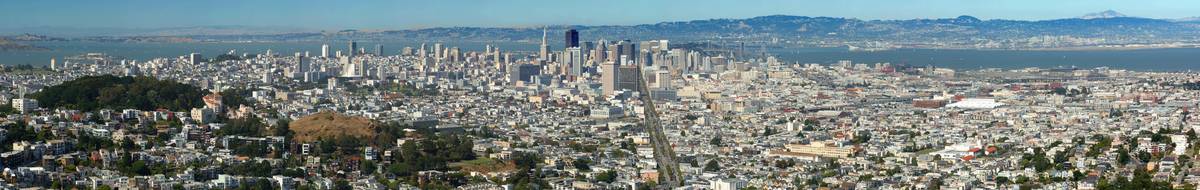 Panorama: San Francisco from Twin Peaks, close-up