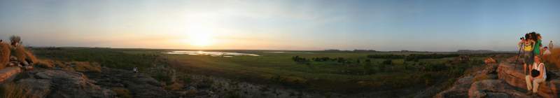 Panorama: Sunset at Ubirr in Kakadu National Park, Australia
