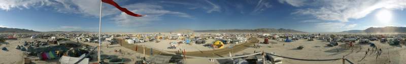 Panorama: Burning Man 2003 from G-spot camp, Wednesday