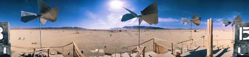 Panorama: Wide angle view from the 2001 Burning Man Ziggurat