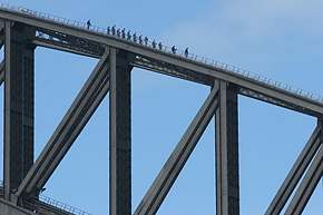 Close-up of people doing the $160 per person (daytime) bridge climb.  They don't let you take your own camera so they can sell you their pictures, so I didn't go.