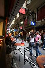 Melbourne is full of tiny alleys converted to pedestrian malls
