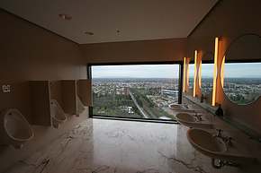 The bathroom at the Sofitel, a room with a view.