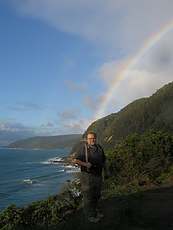 After shooting the panorama of the great ocean road rainbow