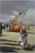 Built and quickly burnt -- also check out the cowboy's bicycle.