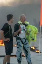 Parachutist refreshes after jumping into black smoke