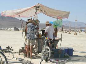 Barter hot dog stand set up at many places on the Playa
