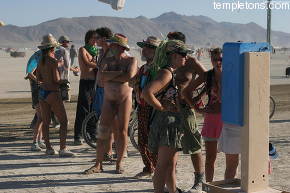 Only at Burning Man can the phone line look like this