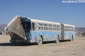 The Nautilus, an articulated bus.  Several times, Nemo, the owner of the Nautilus, tried to trade it for my art car