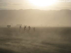 Dancing in the dust at sunset