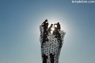 People always climb these, here the sun shines through the people