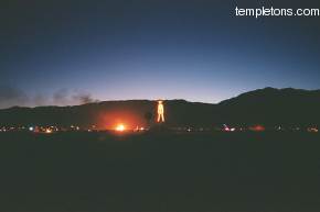 Another view of the Man at night, with a fire already present at some installation.