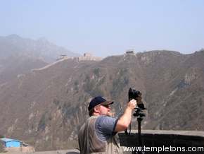 I take a panorama of the Great Wall of China