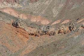 These rocks, on the way into Death Valley from Panamint Valley, looked like human faces in a mini-Rushmore.