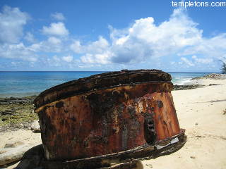 There are many military ruins on the beach