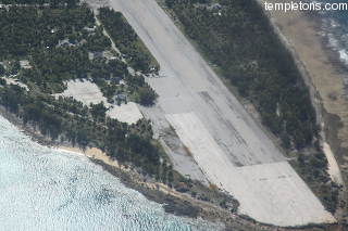 End of airstrip, with beach on the lower left where we set up our equipment
