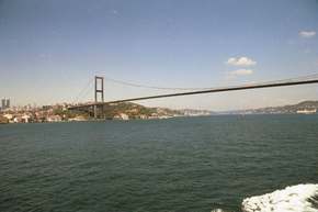 Another view of their grand suspension bridge.  Until that time the only way to get from one side of the city to the other was by Ferry.