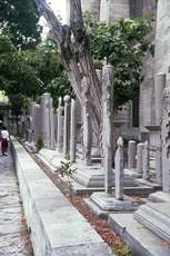 The row of Islamic tombstones