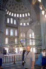 Inside the Blue Mosque.   It used to be more blue, we are told.  