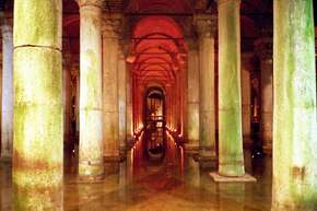 A great shot (taken with my point and shoot!) of the giant Roman cistern under Istanbul.  They only discovered it recently when they had some people report they could fish from the basements.  Now tourists can go inside it.