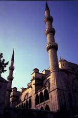 A shot of the minarets of the blue mosque