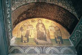 An early Christian mosaic.  Painting was forbidden so they made incredibly complex works using mosaics.