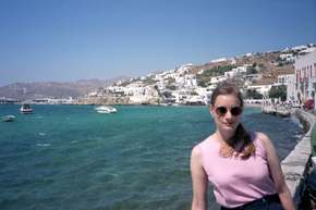 K. in the lovely harbour of Mykanos, the gay capital of the Greek isles.