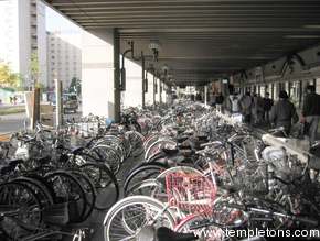 Trains everywhere, and bikes for all the locals.  This is the bike parking at Kyoto station and it goes on forever.  And most of the bikes aren't locked, and the ones that are locked have very simple locks.  Makes you feel sad for our society with its penchant for giant Kryptonite locks.